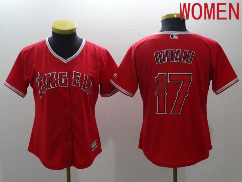 Women Los Angeles Angels #17 Ohtani Red Game 2021 MLB Jerseys